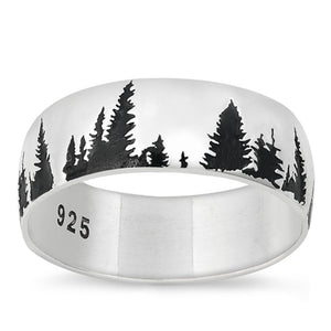 Forest Trees Outdoor Life Classic Ring New .925 Sterling Silver Band Sizes 5-10