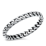 Cuban Chain Link Strength Classic Ring New .925 Sterling Silver Band Sizes 2-10