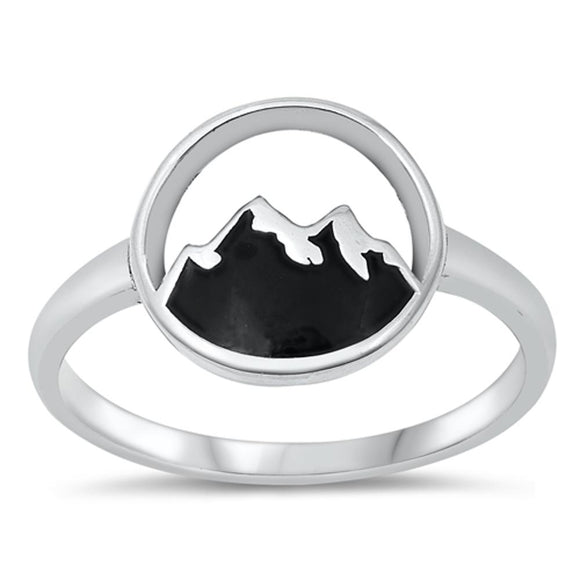 Mountain Scene Nature Unique Ring New .925 Sterling Silver Band Sizes 4-10