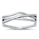 Geometric Lines Abstract Beautiful Ring New .925 Sterling Silver Band Sizes 5-10