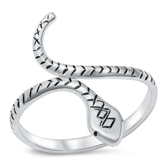 Diamondback Snake Viper Classic Ring New .925 Sterling Silver Band Sizes 4-10