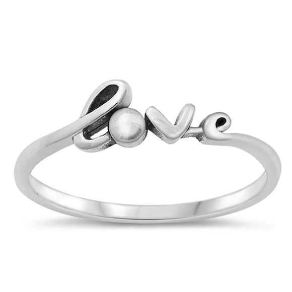 Love Written Script Cursive Classic Ring .925 Sterling Silver Band Sizes 4-10