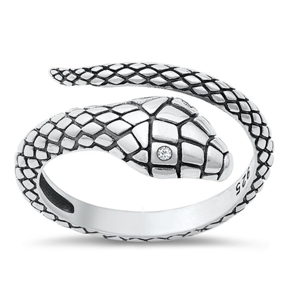 Snake Serpent White CZ Wholesale Ring New .925 Sterling Silver Band Sizes 5-10