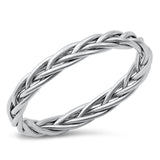 Rope Wheat Braided Polished Ring New .925 Sterling Silver Band Sizes 4-12