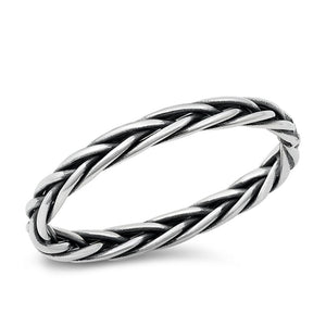 Braided Wheat Rope Polished Ring New .925 Sterling Silver Band Sizes 4-12