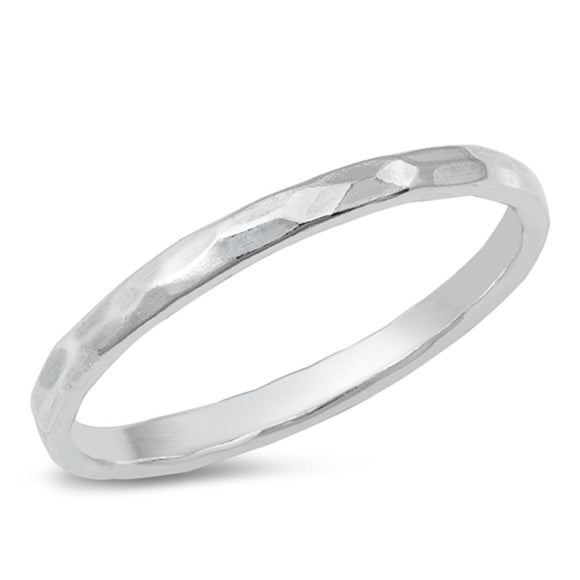 Stacking Fashion Beautiful Ring .925 Sterling Silver Hammered Band Sizes 2-10