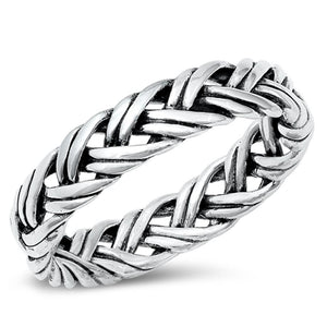 Double Braided Rope Fashion Promise Ring .925 Sterling Silver Band Sizes 4-10