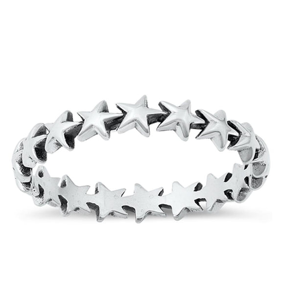 Eternity Star Happiness Beautiful Ring New .925 Sterling Silver Band Sizes 4-10