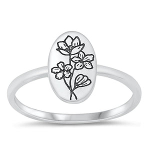 Hibiscus Flowers Nature Polished Ring New .925 Sterling Silver Band Sizes 4-10