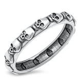 Eternity Skull Immortality Classic Ring New .925 Sterling Silver Band Sizes 5-12