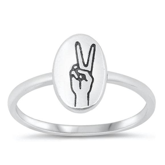 Sterling Silver Peace Sign Ring