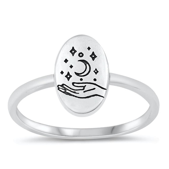 Sterling Silver Celestial Hand Ring