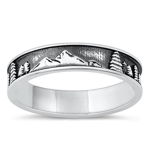 Sterling Silver Mountain & Trees Ring