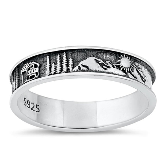 Sterling Silver Mountain Scene Ring