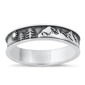 Sterling Silver Moutain & Trees Ring