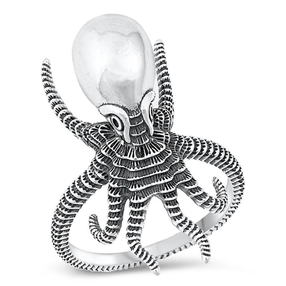 Sterling Silver Octopus Ring