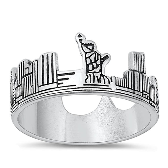 Sterling Silver New York Skyline Ring