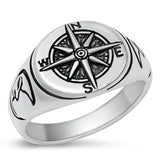 Sterling Silver Compass Moon Ring