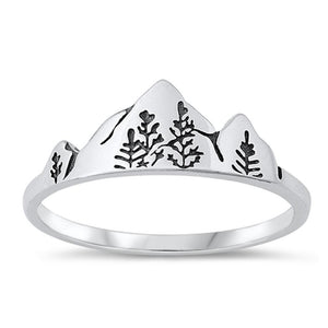 Sterling Silver Mountains & Trees Ring