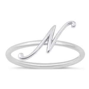 Sterling Silver "N" Initial Ring