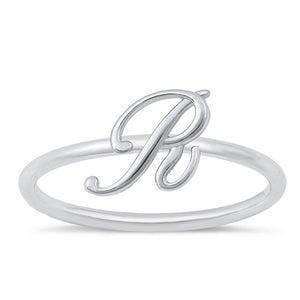 Sterling Silver "R" Initial Ring