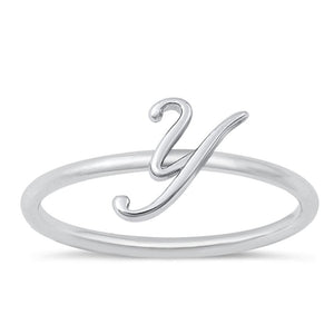 Sterling Silver "Y" Initial Ring