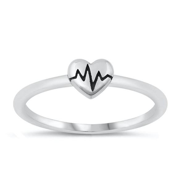 Sterling Silver Heart EKG Ring