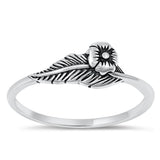 Sterling Silver Flower & Leaf Ring