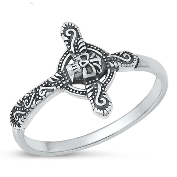 Sterling Silver Skull Cross Ring