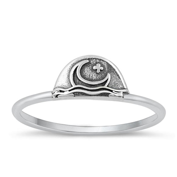 Sterling Silver Moon Ring