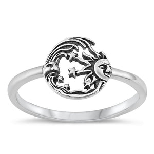 Sterling Silver Sun & Moon Ring