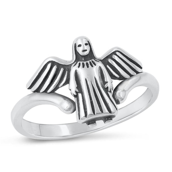 Sterling Silver Jesus w/ Wings Ring