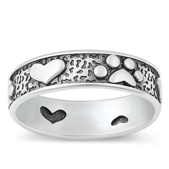 Sterling Silver Paw Lovers Ring