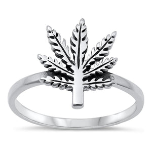 Sterling Silver Marijuana Leaf Ring