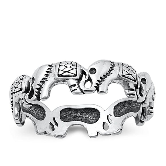 Sterling Silver Eternity Elephant Ring