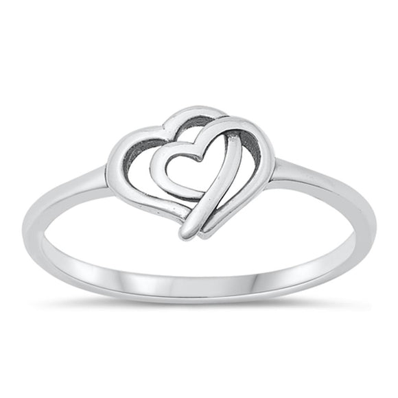 Sterling Silver Intertwining Hearts Ring