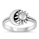 Sterling Silver Moon Sun Ring