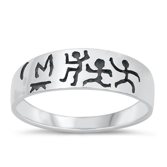 Sterling Silver Caveman Art Ring