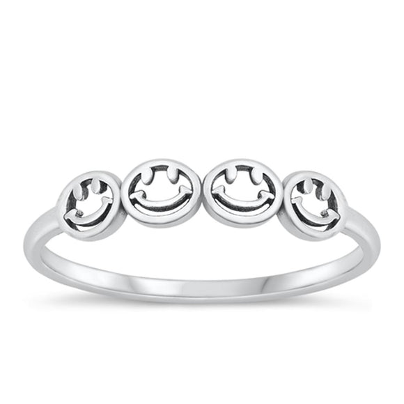 Sterling Silver Happy Faces Ring