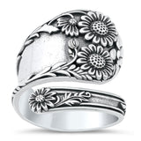 Sterling Silver Flower Spoon Ring