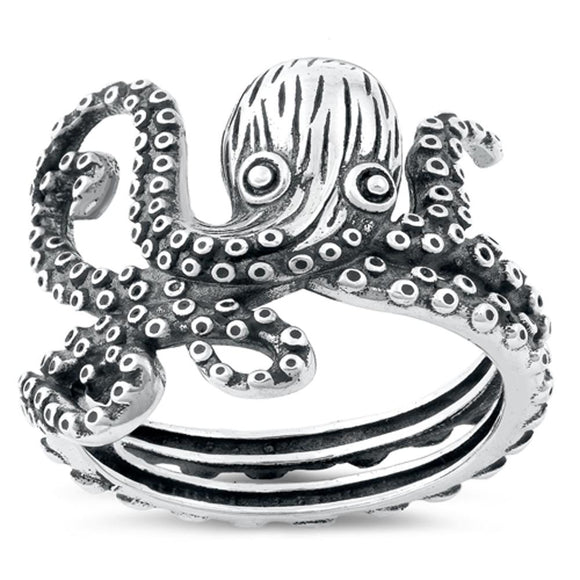 Sterling Silver Octopus Ring