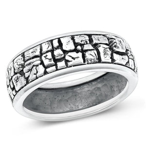 Sterling Silver Abstract Cobblestone Pattern Ring