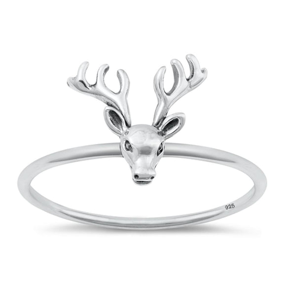 Sterling Silver Deer Rack Buck Ring