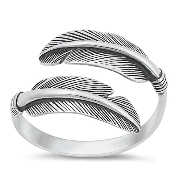 Sterling Silver Feather Spoon Ring