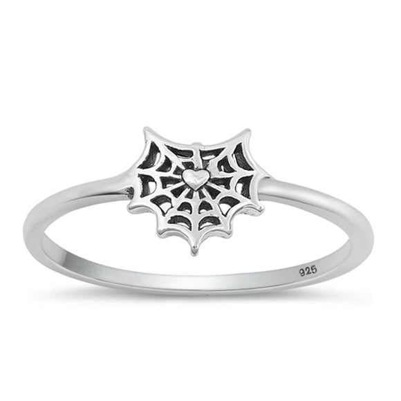 Sterling Silver Heart & Spiderweb Ring