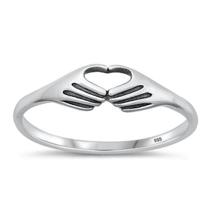 Sterling Silver Heart Hands Ring