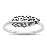 Sterling Silver Leaf Feather Ring