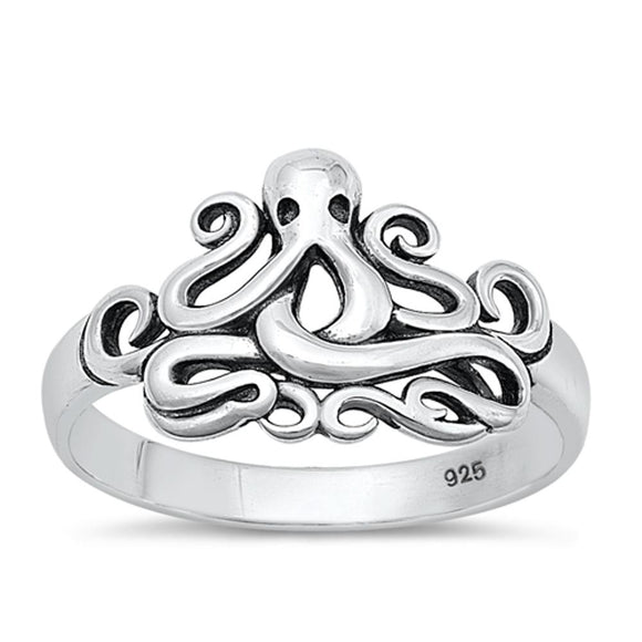 Sterling Silver Octopus Ring