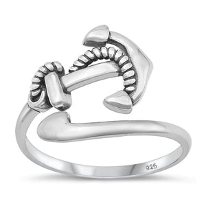 Sterling Silver Anchor Spoon Ring