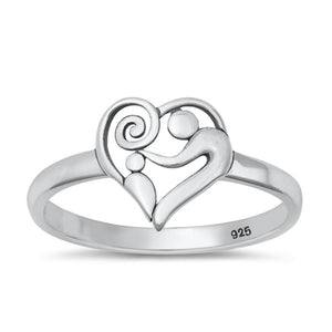 Sterling Silver Love Family Ring